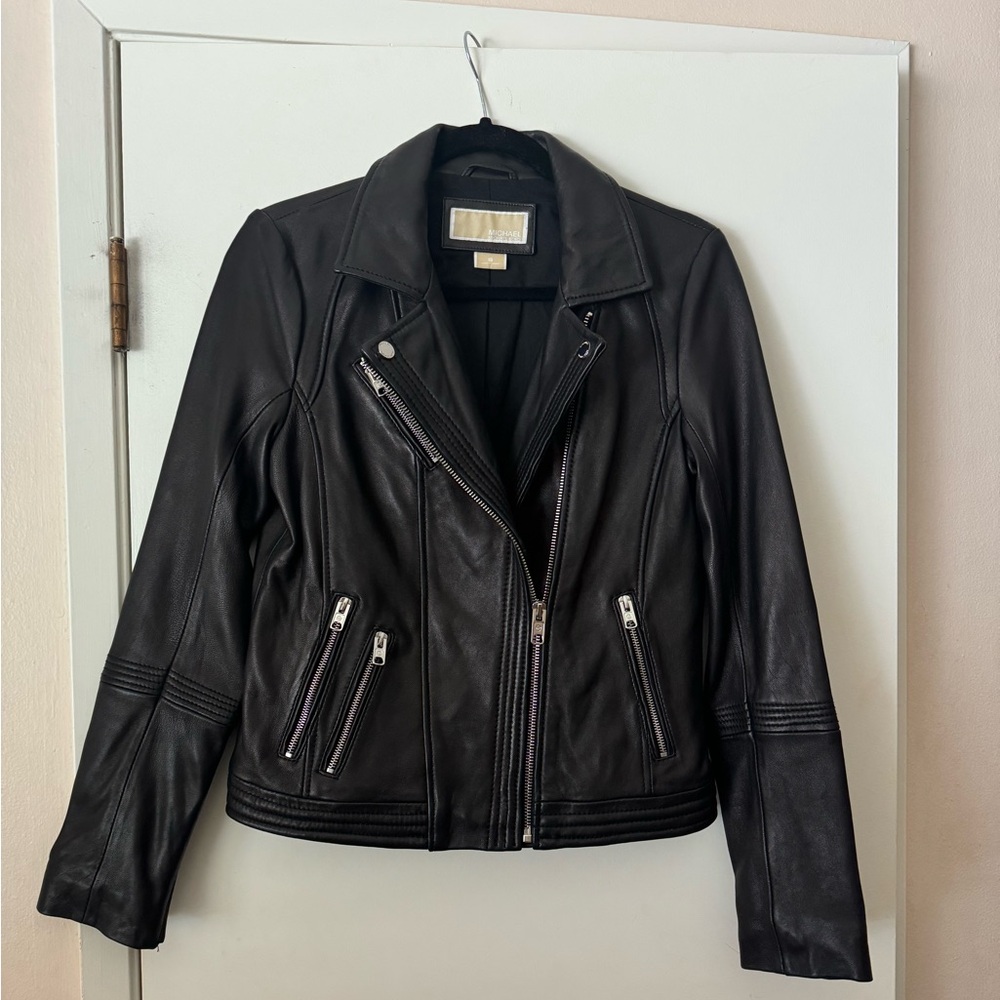 MICHAEL Michael Kors Genuine Leather Jacket Black size Small
